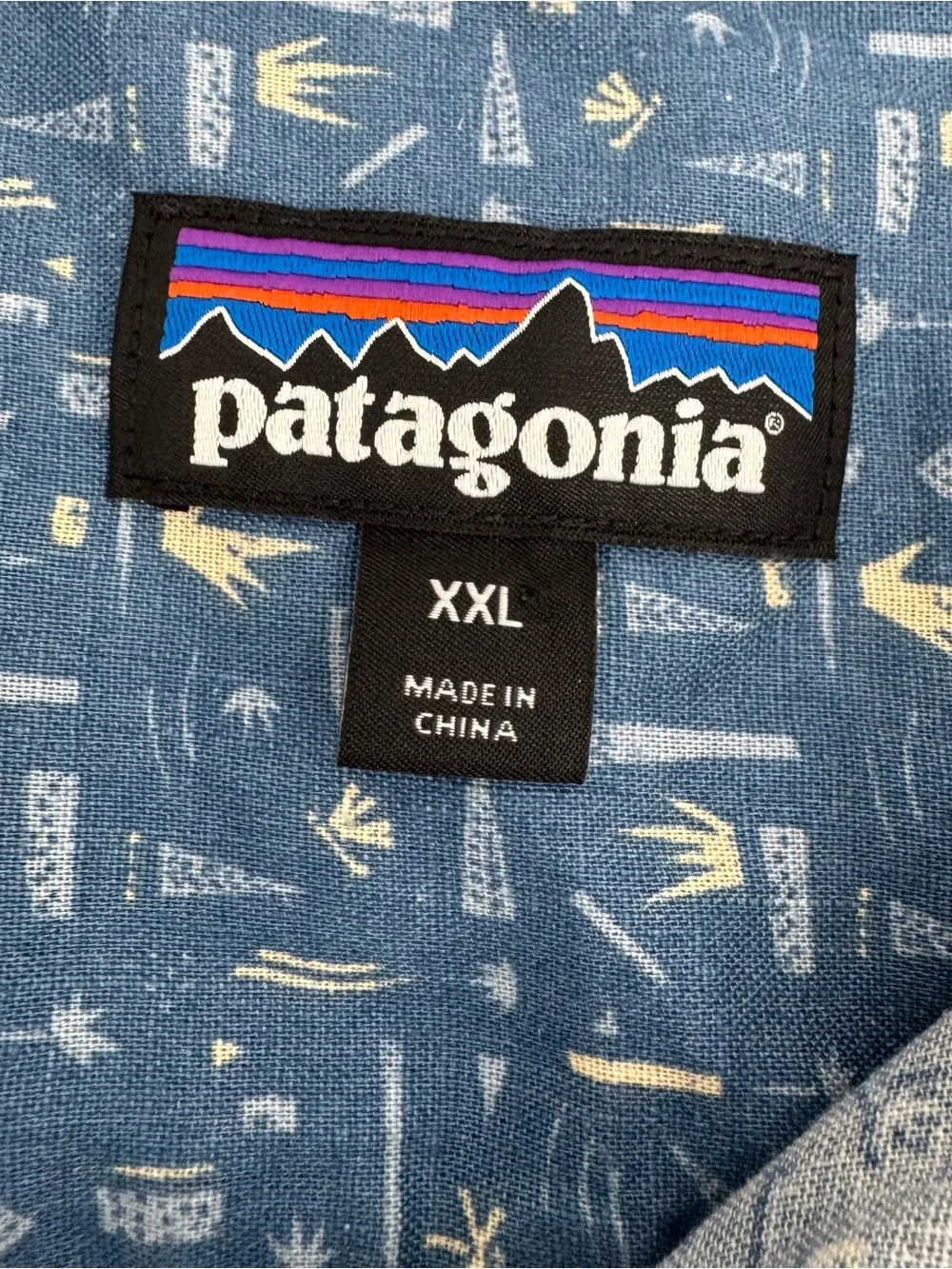 Patagonia Back Step Shirt Men XXL Blue Hemp/ Organic Cotton Short Sleeve - Picture 4 of 10